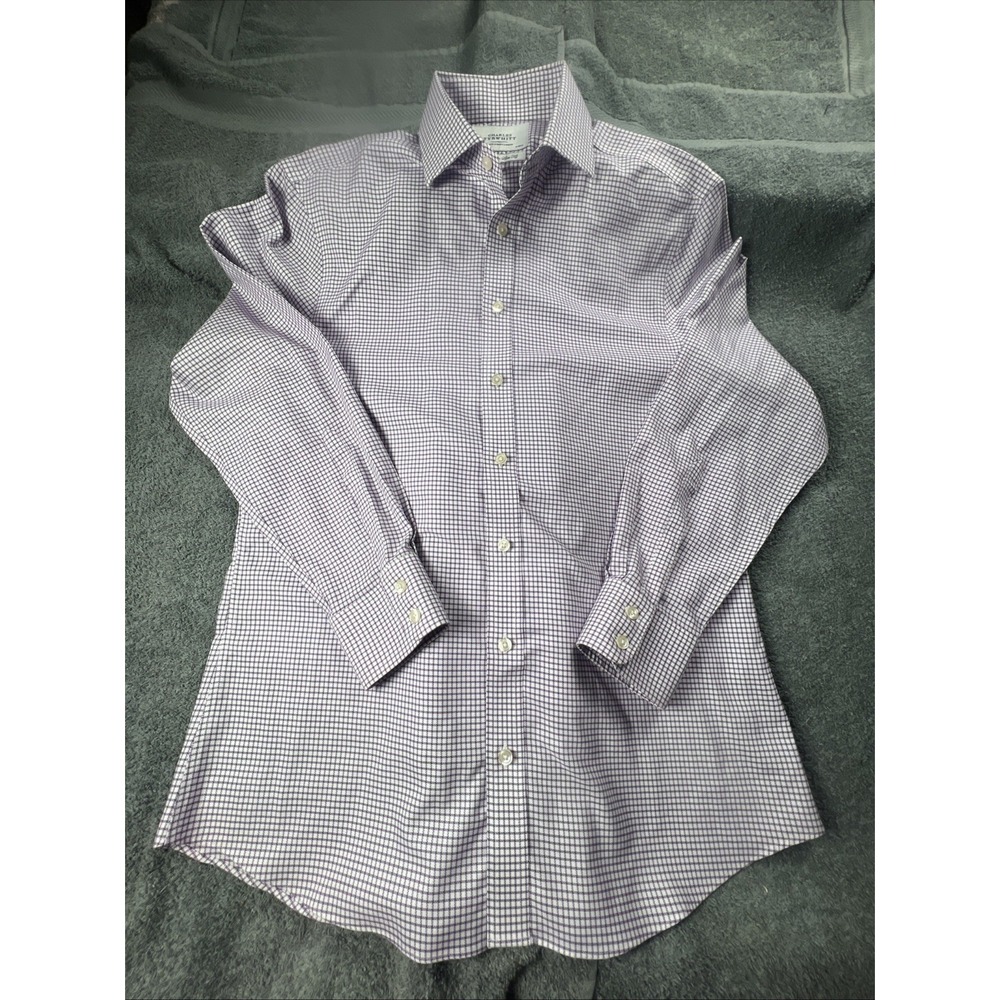 Charles Tyrwhitt Slim Fit 16/34 Checker Purple Men's Dress Shirt